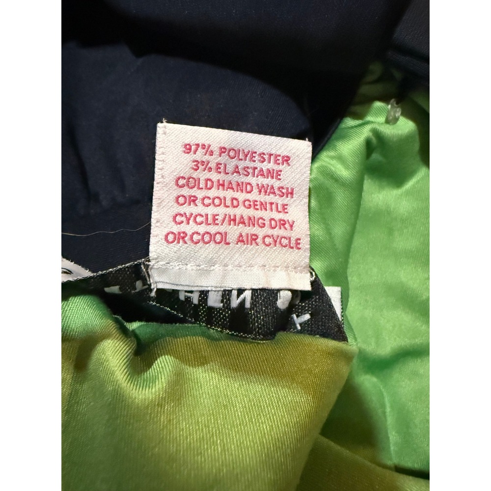 Gretchen Scott Navy Blue Ruffle Collar Sleeveless Top Lime Green Lining XL - Picture 8 of 8